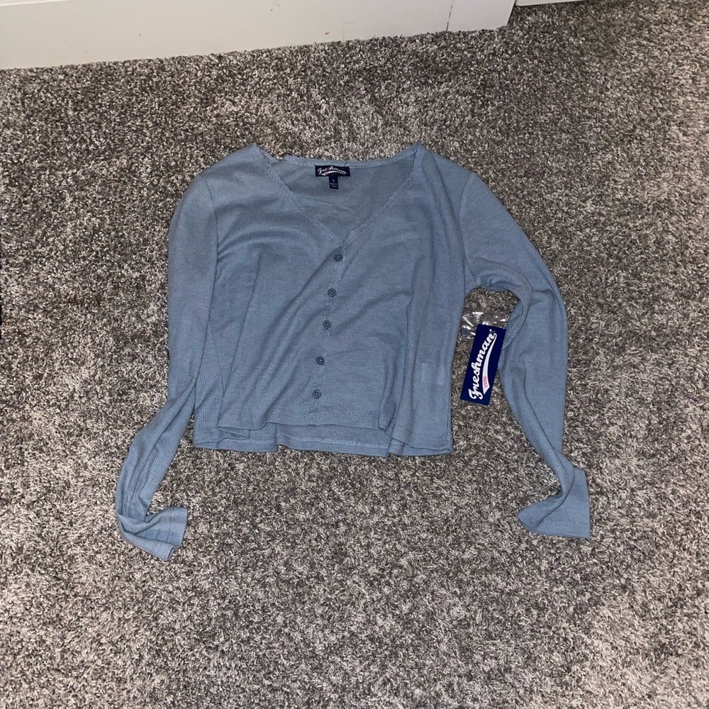 Blue Long Sleeve Crop